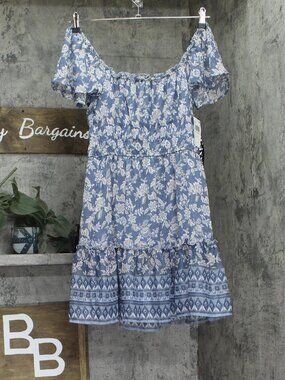 Trixxi Blue Juniors Floral Print Flutter Sleeve Dress 26Ef76Vjii M Sz M